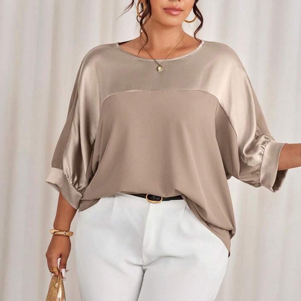 Champagne Women's Satin Pullover Top